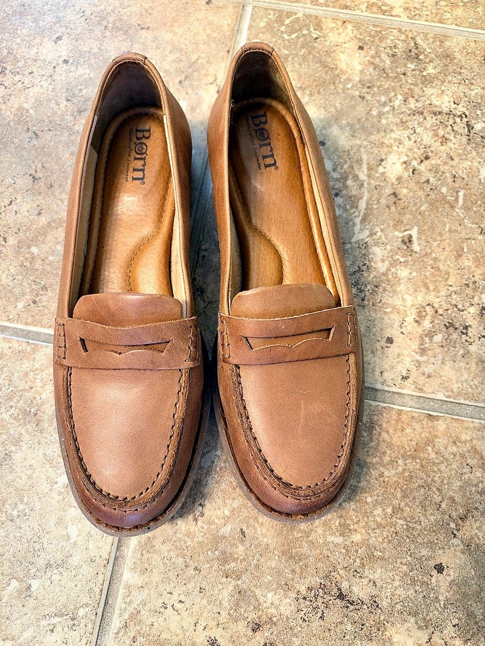 Born Leather Penny Loafers Brown US 8